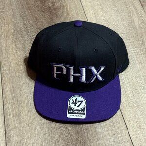 NWT '47 PHX Phoenix Suns Two-Tone Reverb Captain Snapback Hat Black